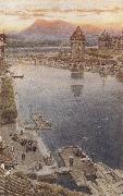 Albert goodwin,r.w.s Lucerne,Switzerland (mk37) oil painting artist